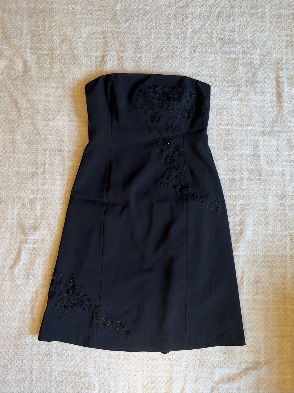 Vintage Suzy Shier Black Strapless Embroidered Cocktail Dress Y2K